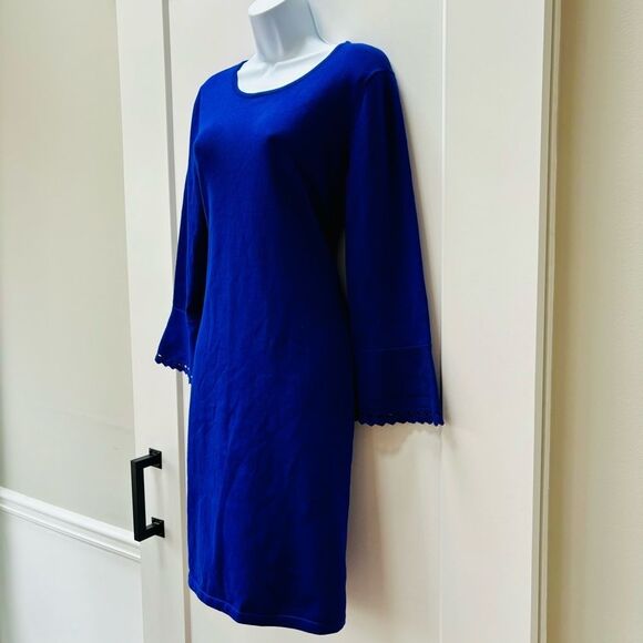 DKNY lightweight blue sweater dress bell sleeves woman’s size M - Picture 2 of 6